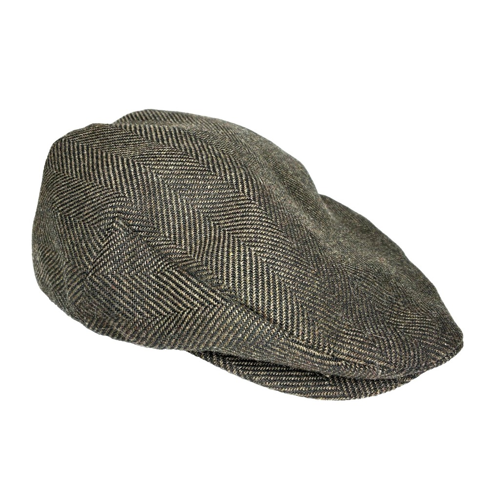 VTG Dorfman Pacific Hat Mens M Newsboy Wool Blend Flat Cap Herringbone Brown